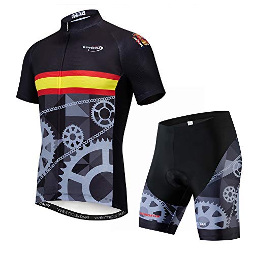 Men's Cycling Jersey Set and 3D Gel Padded Shorts MTB Road Bike Jersey Suit,Cycle Shirt Top Quick Dry Spain Gear Size XL