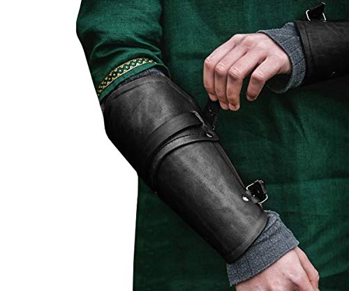 Syktkmx Faux Leather Armor Gauntlet Bracers Viking Gauntlet Wristband Medieval Costume Arm Cuff Punk Gothic Vambraces