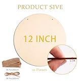 10Pcs 12 Inch Wood Circles for Crafts, Unfinished Wood Blank Wooden Door Hanger Sign, DIY Wood Rounds for Cricut Projects, Wood Burning, Painting, Valentines Day Decor DIY Crafts