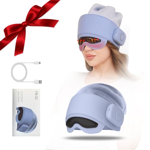 Electric Head Massager Eye Masks with 6 Air Bags | 2 Heat Modes | 4 Massage Modes | 360° Deep Relax | Pressure Relief | Removable | Voice prompts | Bluetooth-Capable | Gifts for Family and Friends