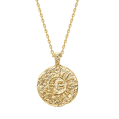 PAVOI Womens 14K Gold Plated ‚Äì Yellow Gold Engraved Coin Pendant with Necklace