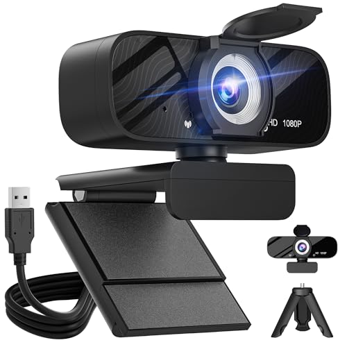 1080P HD Webcam with Microphone, Noise Cancellation, Privacy Cover, Wide-Angle Lens, Auto Light Correction, Plug & Play USB Webcam for Laptop, Desktop, PC, Mac, Zoom, Skype, Streaming（Black）-3