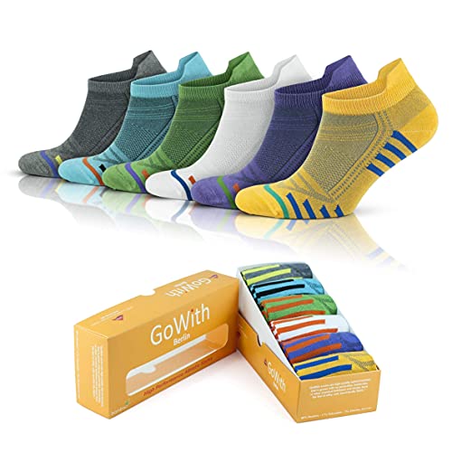 GoWith Running Socks for Men & Women, No Cushion Ankle Rayon Made from Bamboo Socks, Moisture Wicking, with Gift Box, S/M, Multicolor-1, Model: 2150