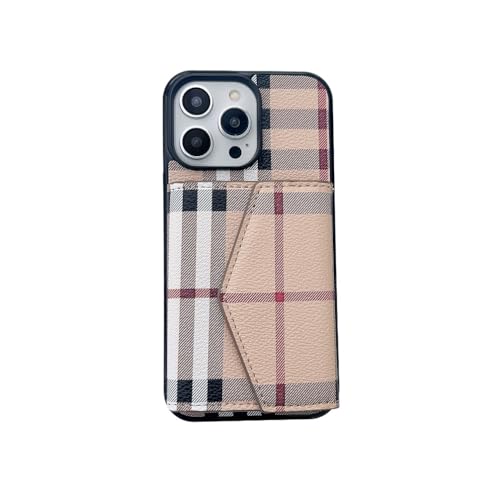Luxury Wallet Case Compatible with iPhone 12 Pro Max Case for Women Men,Classic Checkered Style PU Leather Protective with Cash Card Holder Cover Case for iPhone 12 Pro Max 6.7inch Khaki