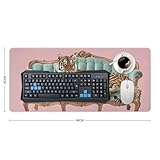 Wildlife Animals Mousepad Extended Tiger Large Mouse Pad Funny Pink Desk Mat for Keyboard and Computer Pad Non-Slip for Gaming Home Office Supplies for Desk 35.4 x 15.7 Inch