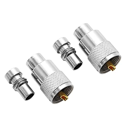 Anina PL259 Coaxial Connectors UHF Male Solder Connector Plug with Reducer for RG8 RG59 RG8x LMR-400 RG-213 Coaxial Cable Ham Radio Antenna Connector 2-Pack