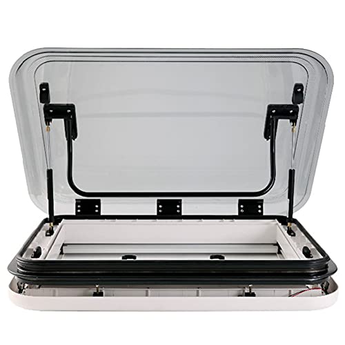RV Caravan Car Roof Window Skylight w/ LED, RV Skylights Roof Window Vent Hatch Motorhome Camper Roof Vent with Nets & Sunshade (700*500mm)