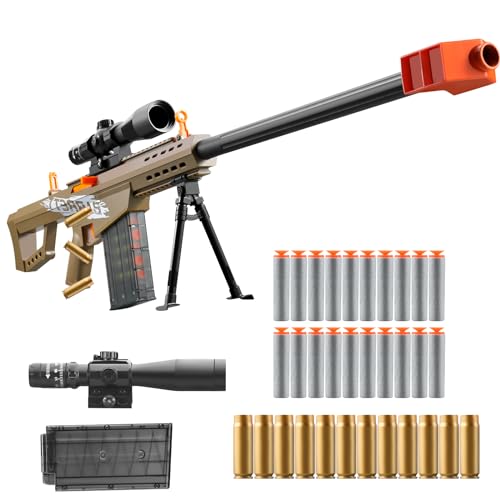 Kyliandi Soft Bullet Toy Gun Sniper Rifle with Scope Realistic Shell ejecting Foam Blaster Fake Gun Look Real shotgun Dart Pellet Shooting Game for Boys Teen Adults Gifts Age 8+ 10 12 Year Old (Brown)