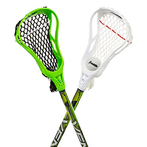 Franklin Sports Future Champs 2 Player Youth Lacrosse Sticks + Ball Set - Kids 32" Inch Beginner Backyard Practice Lax Sticks + Lightweight Soft Lacrosse Ball - Toy Kids Lax Set - Blue + Green