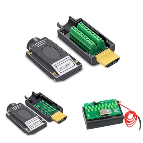 HDMI 3 in 1 HDMI Repair Kit Include HDMI Solderless Adapter, HDMI Male Adapter Connector, HDMI Cable Tester Board, HDMI Extension Cable Connector Port Terminal Solderfree Breakout Connector Board