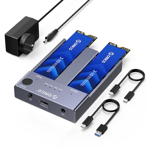ORICO M.2 NVMe Docking Station Dual-Bay SSD Cloner USB A/C to NVMe SSD Enclosure Aluminum M.2 Duplicator for PCIe M-Key SSDs Max Up to 8TB Tool Free-M2P2