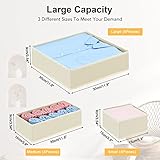 DIMJ Drawer Organizer Clothes, 12 Pack Dresser Organizer, Foldable Closet Organizers and Storage, Fabric Dresser Drawer Organizers, Drawer Dividers for Nursery, Baby Clothes, Underwears, Sock (Beige)