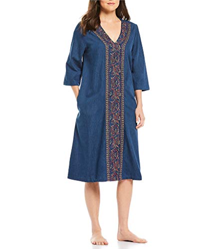 Go Softly Patio Denim Embroidered Dress Dark Denim (S)