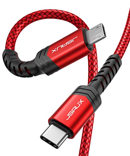 JSAUX USB C to Micro USB Cable 10ft, Type C to Micro USB Charger Braided Cord, Support Charge & Sync Compatible with Galaxy S8, S9, S10, Pixel 3 XL, 2 XL and Micro USB Devices