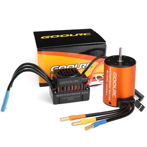 GoolRC Brushless Motor and ESC, Waterproof 3650 Series Combo, 4300KV Brushless Motor with 60A ESC Set for 1/10 RC Car, Truck, Boat Suitable for Modification Enthusiasts