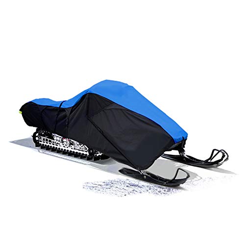 EliteShield SnowShield Snowmobile Cover, Heavy Duty Trailerable Snowmobile Storage Cover, Compatible with Polaris Ski Doo Arctic Cat Yamaha and More, Blue/Black Color Fits Snowmobiles 101"-120"