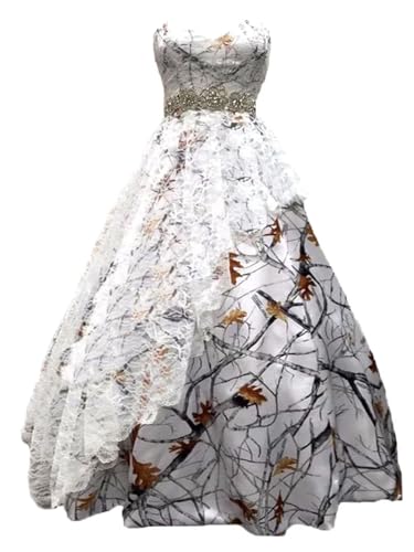 YJNXHN Women's White Camouflage Sweetheart Wedding Dresses for Bride Satin Bridal Ball Gown 20 6-12