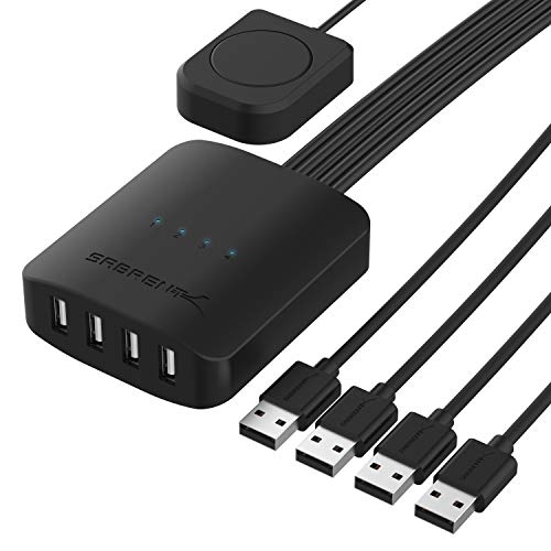 SABRENT USB 2.0 Sharing Switch up to 4 Computers and Peripherals LED Device Indicators (USB-USS4) Black