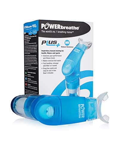 POWERbreathe - Breathing Exercise Device for Lungs, Breathing Trainer to Help Lung Capacity, Inspiratory Muscle Trainer - Blue, Medium Resistance