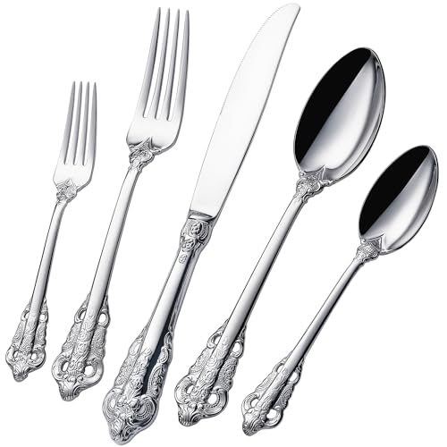 CADYSS Luxurious 20 Piece Silverware Set for 4 - Cutlery Set, Flatware Set - Includes Knife, Fork, and Spoon - High-End 18/10 Stainless Steel - Royal Tableware Set for an Exquisite Dining Experience