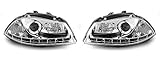 Headlights compatible with Seat Ibiza 6L 2002 2003 2004 2005 2006 2007 2008 GV-1542 Front Lights Car Lamps Headlamp Headlamps Driver And Passenger Side Complete Set Headlight Assembly Daylight Chrome