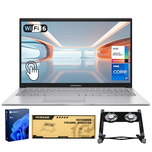 ASUS Vivobook 15.6" Business Laptop, FHD Touchscreen, Intel 10-Core i7-1355U, 40GB RAM, 2TB SSD, Fingerprint, Backlit KB, HDMI, Win11Pro, Bundle with PCO Notebook Folding Radiator, Laptop Cooler