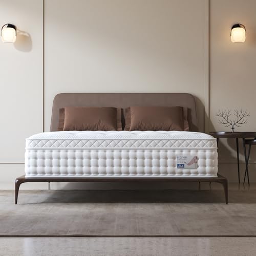 BedStory King Mattress 14 Inch, 7-Zone Deep Sleep Plush Mattress with Extra Lumbar & Shoulder Support, Hotel Collection Hybrid Mattresses Pain Relief, Fiberglass Free, No Odor