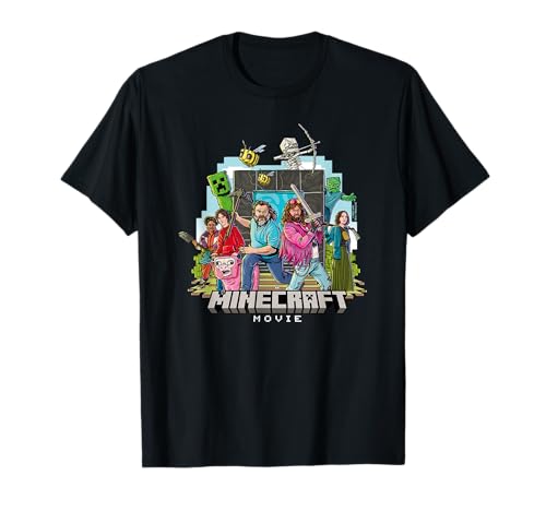 A Minecraft Movie Main Characters Group Shot Cartoon Style T-Shirt