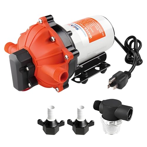 SEAFLO 55-Series Industrial Water Pressure Pump w/Power Plug for Wall Outlet - 115VAC, 5.0 GPM, 60 PSI | Self-Priming, Heavy Duty, Quiet Operation | Ideal for RV, Boat, Off-Grid, and Industrial Use