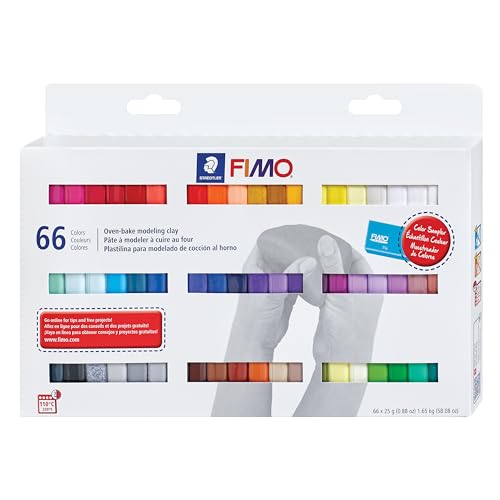 Staedtler FIMO Soft Polymer Clay - Oven Bake Clay for Jewelry, Sculpting, Crafting, 66 Pieces, Assorted Colors, 8023 C66-1