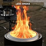 TURBRO 19 Inch Smokeless Fire Pit for Outdoor Wood Burning, Portable Stainless Steel Camping Stove with Stand, Removable Ash Pan, Waterproof Storage Bag, Unique Nested Design, Pluto R19-PG, Black