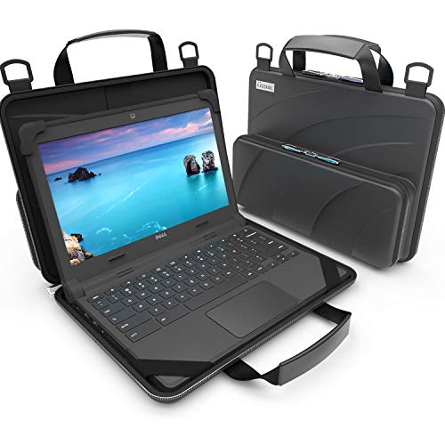 UZBL 11-11.6 Inch Protective Always-on Chromebook Hard Case with Accessory Pouch and Adjustable Shoulder Strap