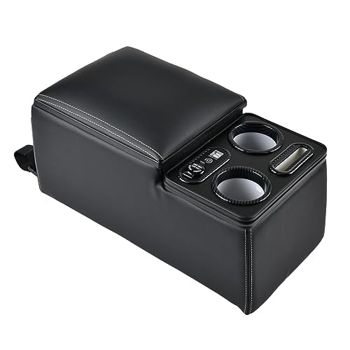 Coverado Car Center Console, Universal Rear Bench Seat Console, Back Seat Car Organizer, Automotive Center Console with Cup Holder & Phone Holder, Central Armrest Box (Update, Black)
