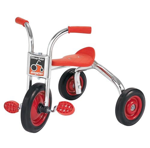 Children’s Factory SilverRider 10” Pedal Pusher Tricycle for Kids Ages 3+, Toddler Trike for Beginner Riders, Red/ Black