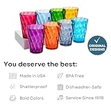 US Acrylic Optix Mini Plastic Reusable Drinking Glasses (Set of 8) 8oz Juice Cups in Jewel Tone Colors | BPA-Free Tumblers, Made in USA | Top-Rack Dishwasher Safe