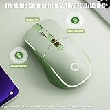 TISHLED Wireless Gaming Mouse Tri-Mode 2.4Ghz/Bluetooth 5.0/Wired USB-C with RGB LED Backlit 5-Level DPI Rechargeable Ergonomic Silent Optical Mice for iMac/MacBook/Computer/Laptop, Matcha Green