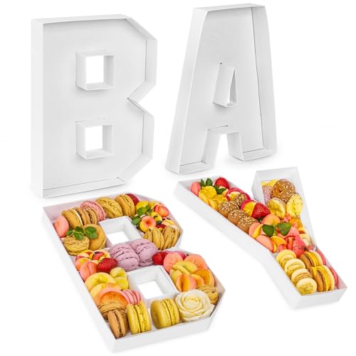 VGOODALL Baby Charcuterie Board Letters, 4 Pcs 10" Baby Shower Food Trays and Platters Fillable Cardboard Letters for Baby Shower Decorations Gender Reveal Birthday Party