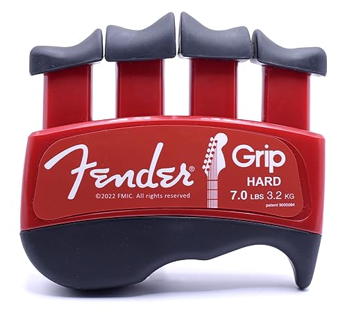 Fender GRIP Hand and Finger Exerciser (Hard - 7lbs / 3.2kg) – Best Ergonomic Finger Strengthener to improve play on all stringed instruments (Guitar, Bass, Violin, etc.)