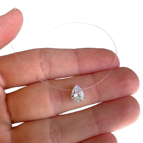 Zircon Necklace - Invisible Necklace - Illusion Necklace - Floating Necklace - Ghost Chain - Fishing Line Necklace - Solitaire Diamond
