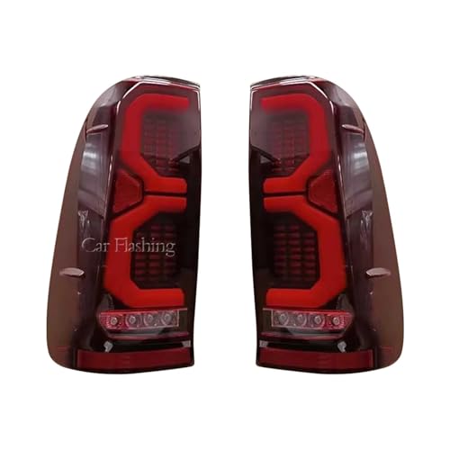 2PCS Led Tail Lamp Compatible With TOYOTA HILUX Compatible With VIGO 2004 2005 2006 2007 2008 2009 2010 2011 2012 2013 2014 2015 Rear Taillight(Model C Red Cover)