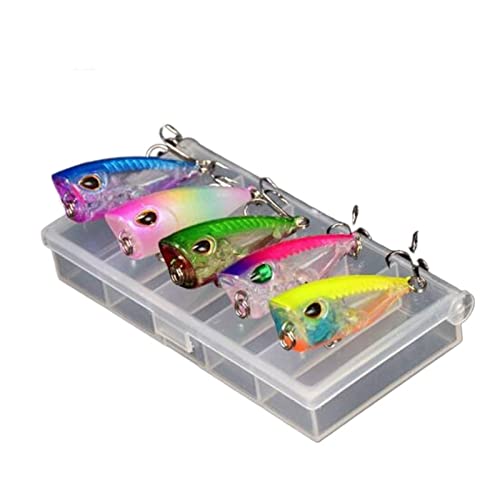 MAAFRI 5pcs Mini Popper 4cm 3.5g Fishing Lure Kit Set with Box CrankBaits Wobblers Lures Top Water Carp Fishing Tackle Artificial