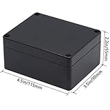 Junction Box, Zulkit Project Box IP65 Waterproof Outdoor Box ABS Plastic Electrical Boxes Electronic Enclosure Black 4.5 x 3.5 x 2.2 inch(115 x 90 x 55 mm)(Pack of 2)