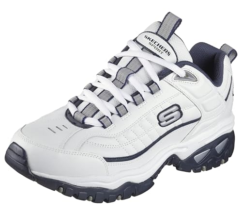 Skechers Men's Energy Afterburn Lace-Up Sneaker, White/Navy, 7