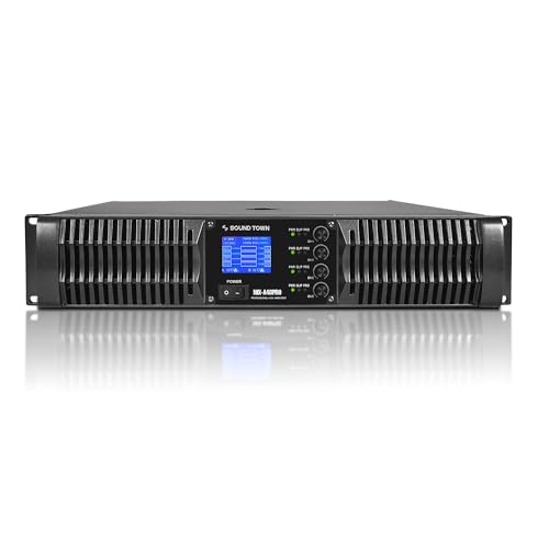 Sound Town High-Power Class-AB 4-Channel PA DJ Power Amplifier 4 x 1800W at 4 ohm, 2U Rack Mountable with LCD Display (NIX-A48PRO)