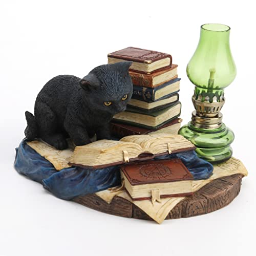 Veronese Design 4 1/2 Inch Ferocious Kitty Magician Oil Lamp Handpainted Resin Cat Figurine