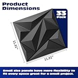 Art3dwallpanels 33 Pack 3D Wall Panel Diamond for Interior Wall Décor, PVC Flower Textured Wall Panels for Living Room Lobby Bedroom Hotel Office, Black, 12''x12'' Cover 32.Sq.Ft.