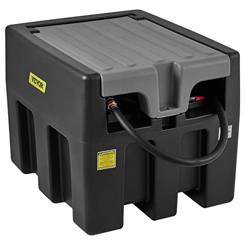 VEVOR Portable Diesel Tank, 58 Gallon Capacity & 10 GPM Flow Rate, Portable Fuel Tank with 12V Electric Transfer Pump and 13.1ft Rubber Hose, PE Diesel Transfer Tank for Easy Fuel Transportation Black