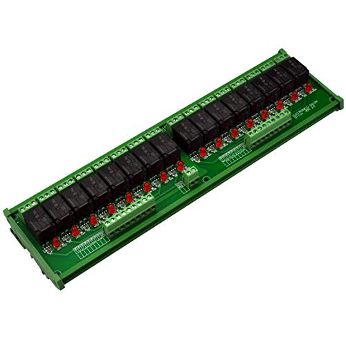 DIN Rail Mount 16 SPDT 10Amp Power Relay Interface Module (DC 12V)