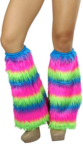 ToBeInStyle Women's Faux Fur Knee Hi Leg Warmer (Rainbow)