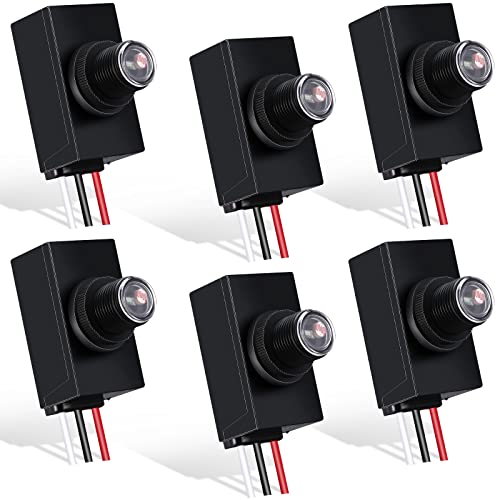 Flutesan 6 Packs Dusk to Dawn Sensor for Outdoor Lighting 100-277V Photoelectric Switch Photocell Light Sensor for Most Outdoor Lighting Fixtures